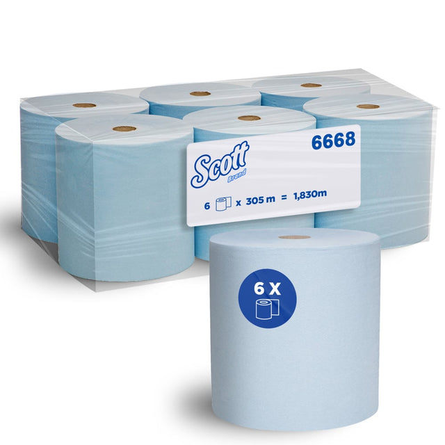 6668 KIMBERLY CLARK SCOTT HARD ROLL TOWEL 20X304M BLUE 6 ROLLS