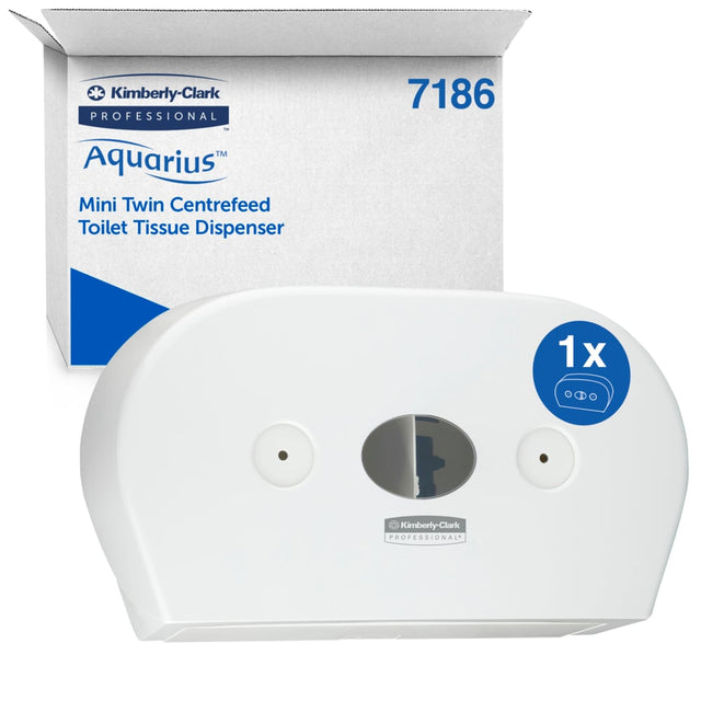 7186 KIMBERLY CLARK AQUARIUS MINI TWIN CENTERFEED TOILET TISSUE DISPENSER