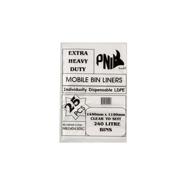 BIN LINER 240L 1470X1150 CLEAR EXTRA HEAVY DUTY 100C - MB240430SC