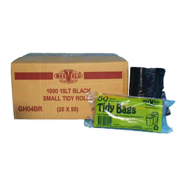 BIN LINER 018L 540X450 BLACK ROLLS 1000PC - GH04BR