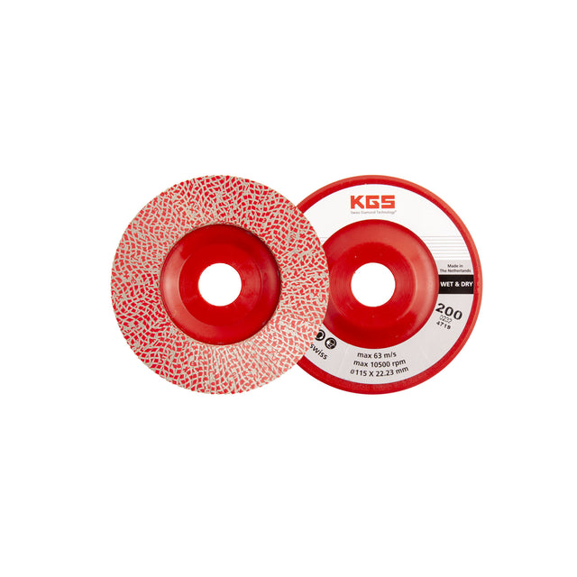 KGS HYBRID DIAMOND FLAP DISC 115MM GRIT 200 GOLD LINE