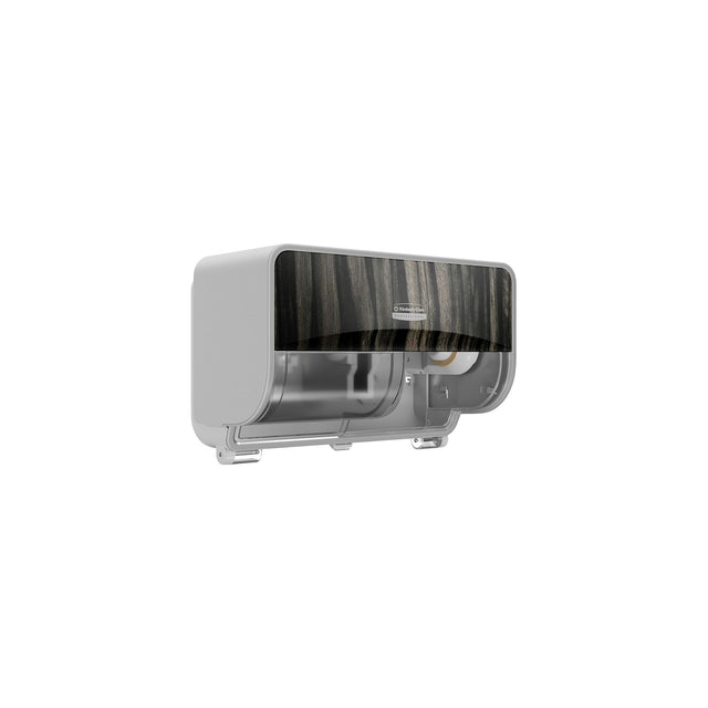 KIMBERLEY CLARK ICON 58755 STANDARD ROLL TOILET PAPER DISPENSER 2 ROLL HORIZONTAL, WITH EBONY WOODGRAIN DESIGN FACEPLATE, 1 DISPENSER AND FACEPLATE PER CASE, COMPATIBLE WITH 4735, 4737 & 98130