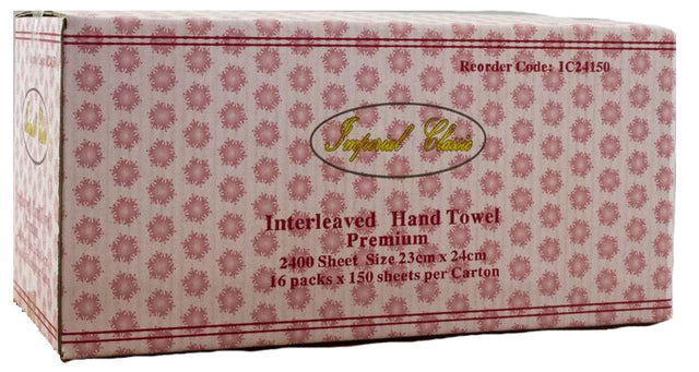IC24150 - HAND TOWEL INTERLEAVED 150S 23CM X 24CM 16PK (2400)