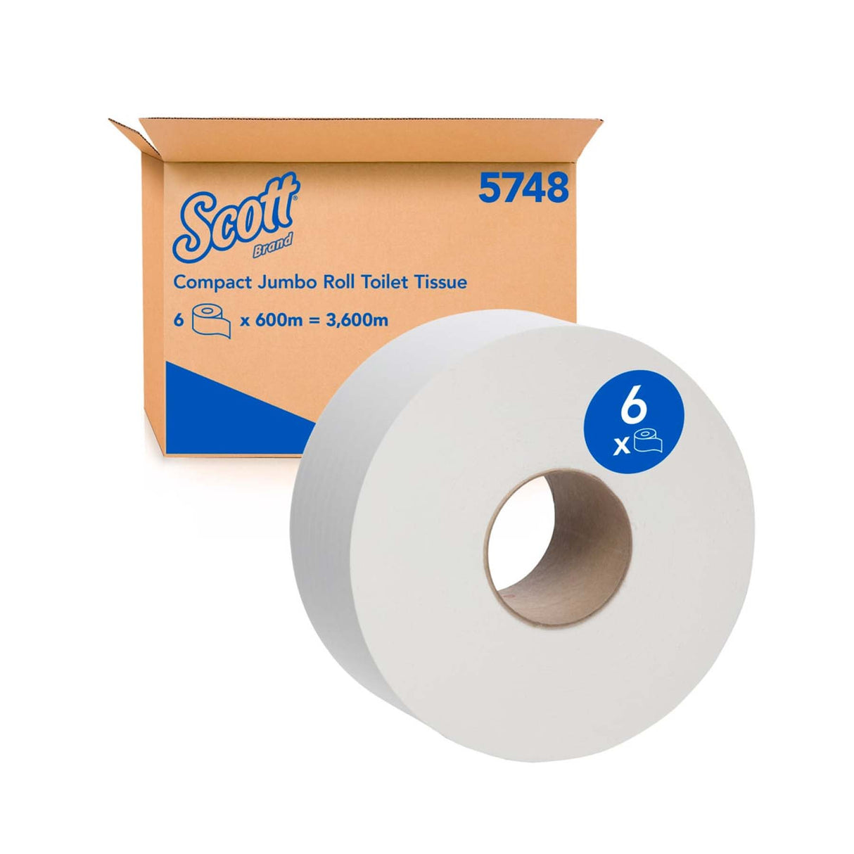 5748 KIMBERLY CLARK SCOTT TOILET TISSUE COMPACT JUMBO ROLL 600M 6 PC 1P