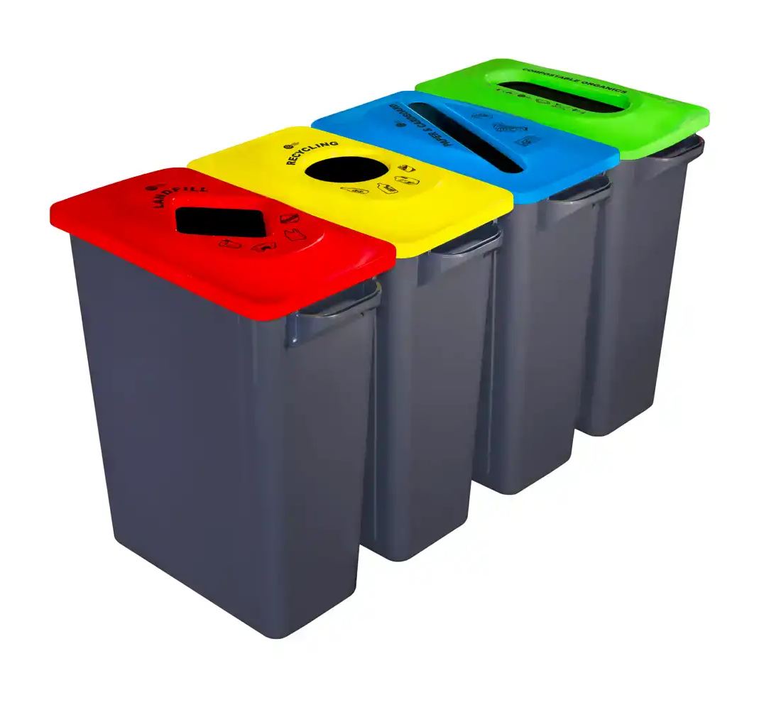 BIN MULTISORT 60 LT DARK GREY BASE & GREEN LID