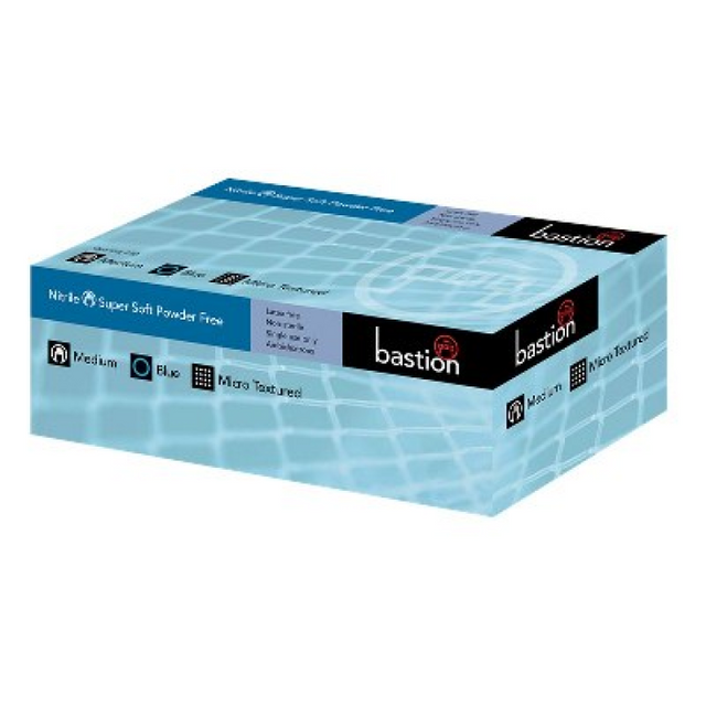 BASTION NITRILE BLUE DISPOSABLE POWDER FREE LARGE GLOVES 100 PACK