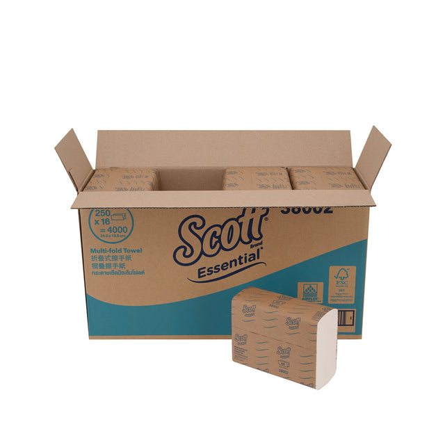 38002 KIMBERLY CLARK SCOTT ESSENTIAL MULTIFOLD HAND TOWEL 250S X 16 19.5 CM X 24CM