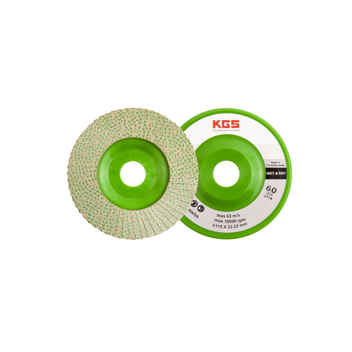 KGS HYBRID DIAMOND FLAP DISC 115MM GRIT 60 GOLD LINE
