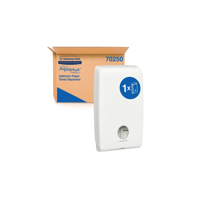 70250 KIMBERLY CLARK AQUARIUS DISPENSER OPTIMUM TOWEL 1X1 WHITE GREY ABS PLASTIC LOCKABLE SUIT CODES: 4456 4457 - REPLACES 4959