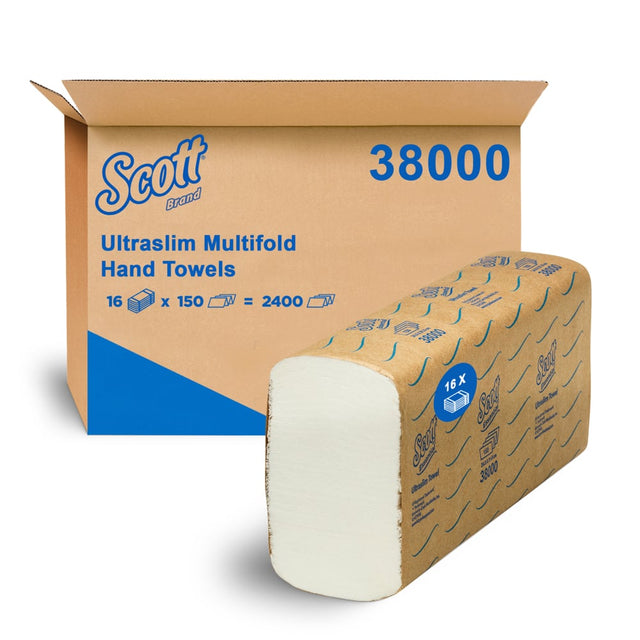 38000 KIMBERLEY CLARK SCOTT ESSENTIAL ULTRASLIM MULTIFOLD HAND TOWEL 16 PACK 150 SHEET (2400PC)