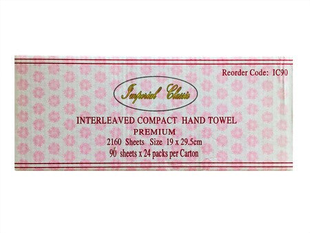 IC90 - TOALLA DE MANO ENTRELAZADA COMPACTA PREMIUM 120S 19CM X 25CM 20PK (2160)