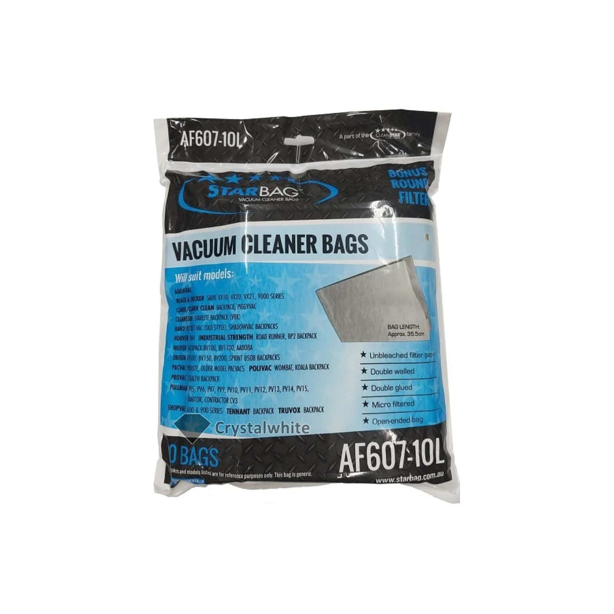 AF607-10L POLIVAC WOMBAT & KOALA/NILFISK BV100 -PAC VAC PROLITE - BOLSA DE PAPEL - 10PK