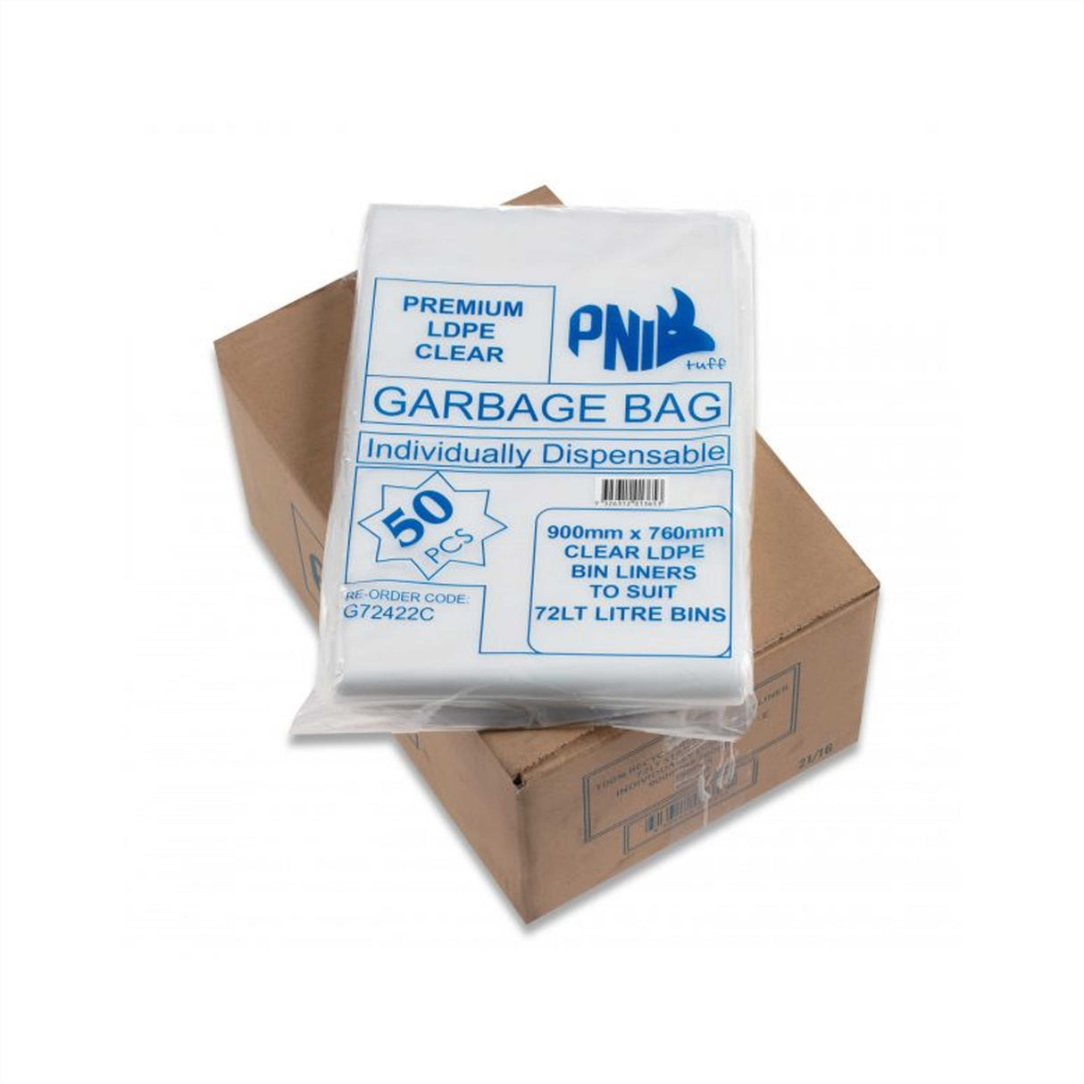 BIN LINER 072L 900X760 CLEAR 20UM 250PC - G72422C