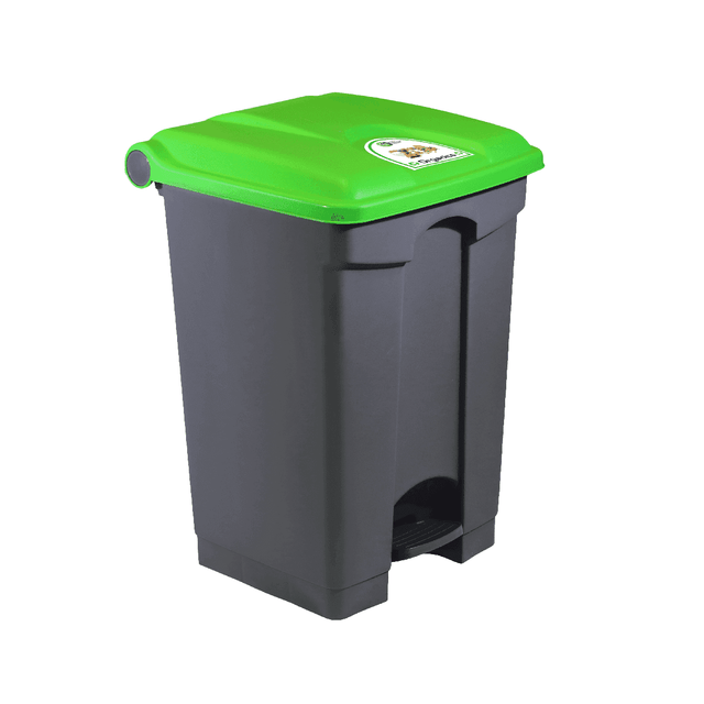 BIN PEDAL 45L GREY BASE GREEN LID