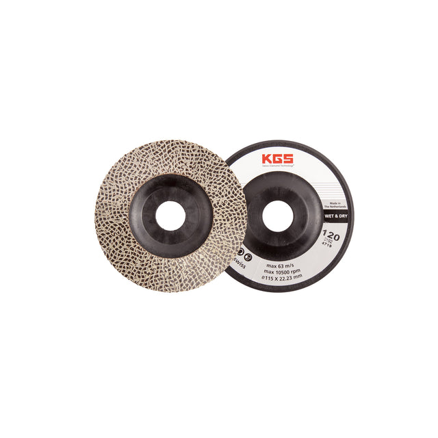 KGS HYBRID DIAMOND FLAP DISC 115MM GRIT 120 GOLD LINE