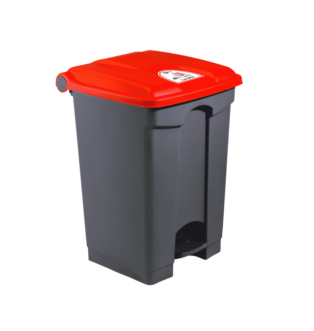 BIN PEDAL 70L GREY BASE RED LID