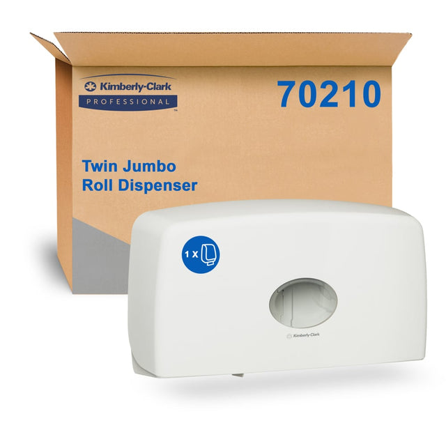 70210 KIMBERLY CLARK AQUARIUS DISPENSER TOILET TISSUE JUMBO ROLL TWIN 1X1 WHITE ABS PLASTIC LOCKABLE SUIT CODES: 5748 5749 - REPLACES 4913