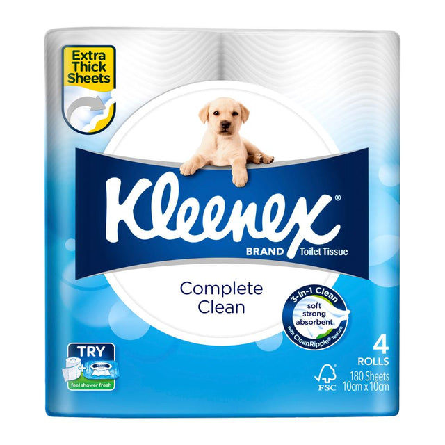 98130 KIMBERLEY CLARK KLEENEX 98130 TOILET TISSUE WHITE , 180 SHEETS/ROLL, 4 ROLLS/PACK, 15 PACKS/CASE