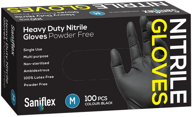 SANIFLEX NITRILE HEAVY DUTY GLOVE 100 PACK MEDIUM