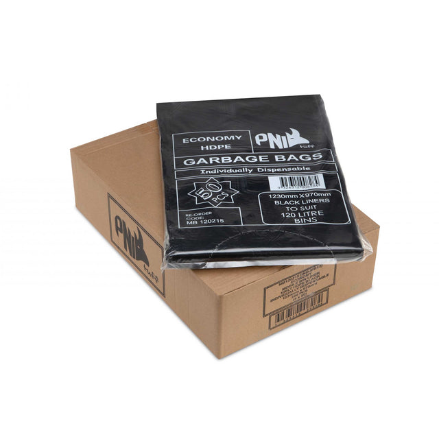 BIN LINER 120L 1230X970 BLACK ECONOMY 200PC - MB120215