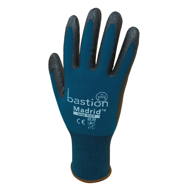 MADRID, GREEN, NYLON/SPANDEX GLOVES,15G, BLACK MICRO FOAM FLEX NITRILE COATING (EXTRA LARGE)