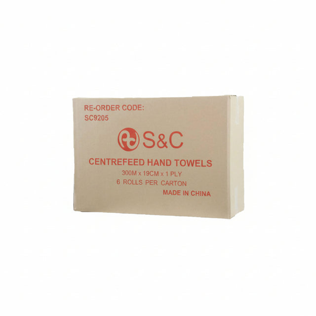 HAND TOWEL CENTRE FEED 300M X 19CM 6C VIRGIN WHITE PP9205