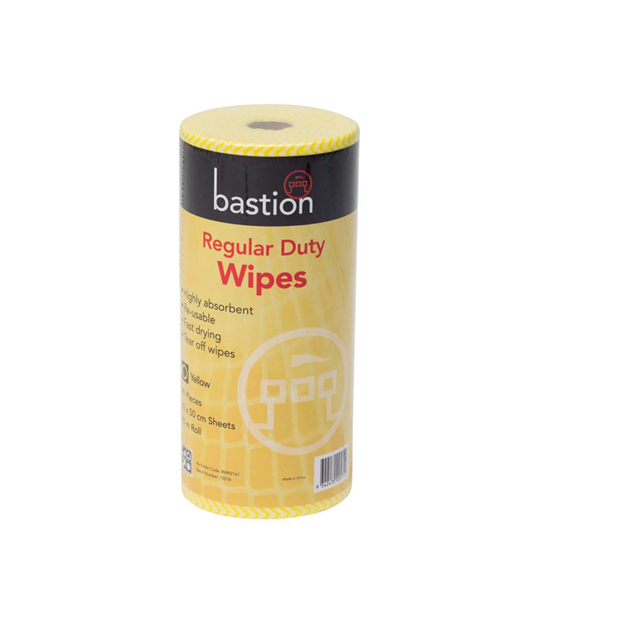 BASTION REGULAR DUTY WIPES ROLL YELLOW 45MTR 90 PIECES 30CM X 50CM