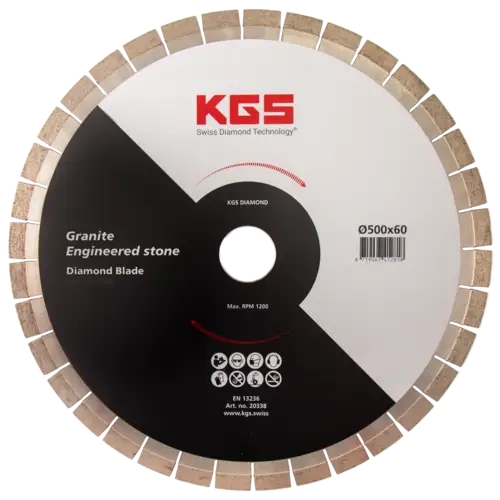 KGS SAW BLADE GOLD LINE 500MM 60MM BORE GRANITE ENGINEEREED STONE