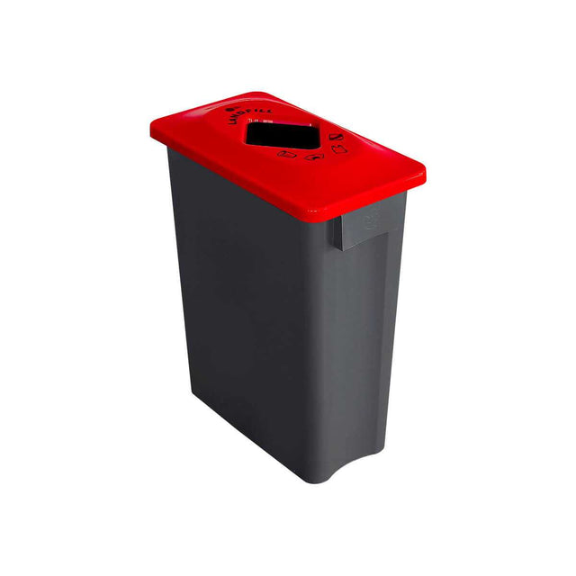 Papelera MULTISORT 40L FONDO GRIS OSCURO Y TAPA ROJA
