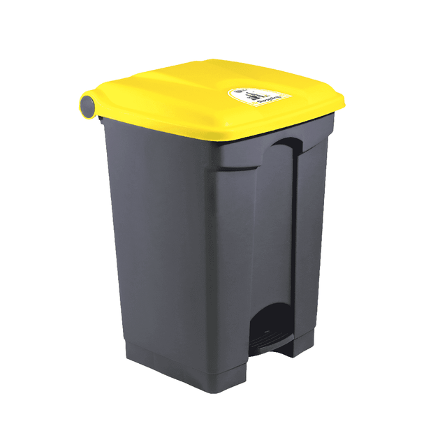 BIN PEDAL 45L GREY BASE YELLOW LID