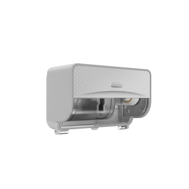 KIMBERLEY CLARK ICON 53655 STANDARD ROLL TOILET PAPER DISPENSER 2 ROLL HORIZONTAL, WITH SILVER MOSAIC DESIGN FACEPLATE, 1 DISPENSER AND FACEPLATE PER CASE, COMPATIBLE WITH 4735, 4737 & 98130