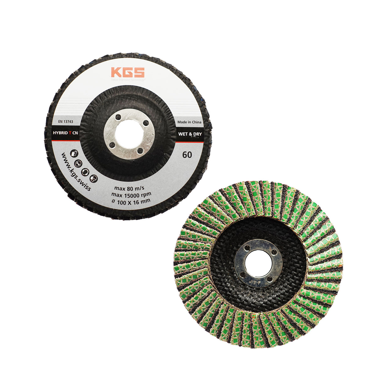 KGS HYBRID CN DIAMOND FLAP DISC 115MM 22.23 BORE GRIT 60