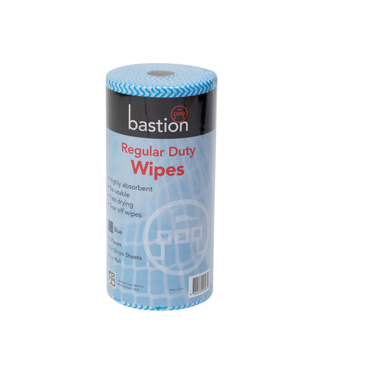 BASTION REGULAR DUTY WIPES ROLL BLUE 45MTR 90 PIECES 30CM X 50CM