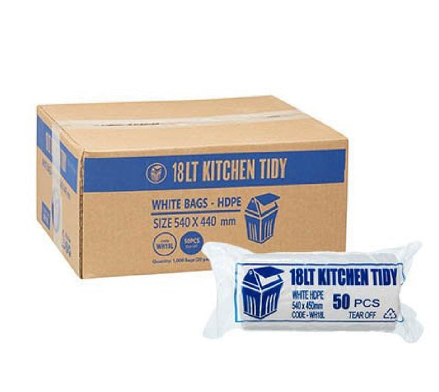 BIN LINER 018L WHITE ROLLS 1000 PIECES 540MM X 450MM - GH04T