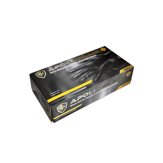 APOLLO NITRILE BLACK DISPOSABLE POWDER FREE  LARGE GLOVES 100 PACK