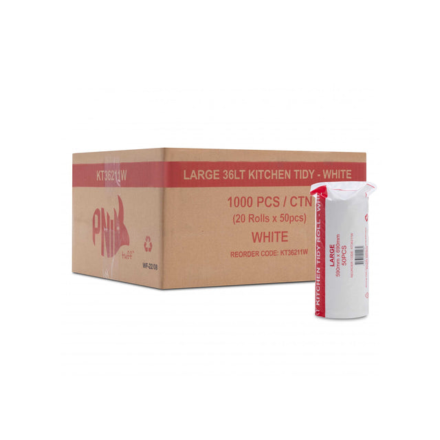 BIN LINER 036L 690X590 WHITE ROLL 1000PC - KT36211W