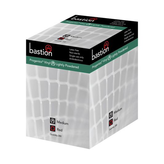 BASTION BPV3522 VINYL, LIGHTLY POWDERED, RED, SMALL - CARTON/200 - PROGENICS